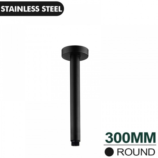 300mm Round Nero Black Ceiling Shower Arm